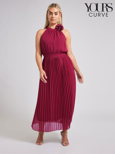 Yours Curve Red London Pleated Choker Corsage Dress (F42773) | € 129
