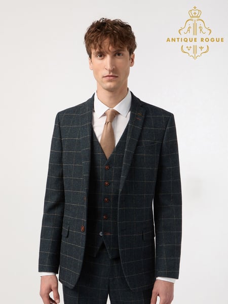 Antique Rogue Blue Dax Herringbone Check Jacket (F42839) | € 226