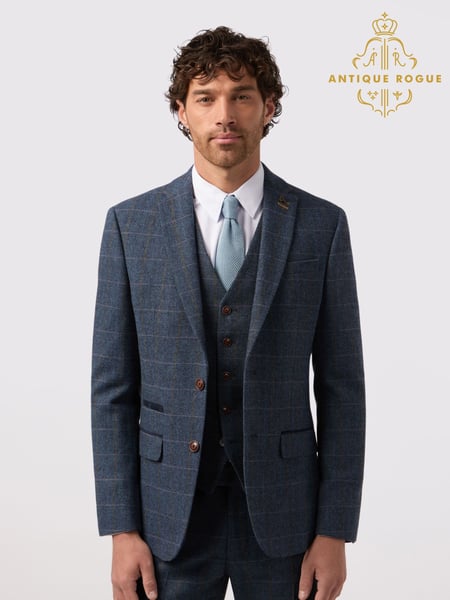 Antique Rogue Blue Maverick Hbone Check Jacket (F42850) | € 226