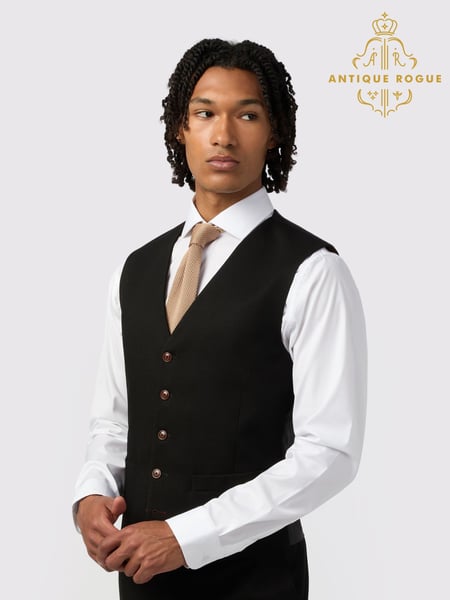 Antique Rogue Black Blake Texture Waistcoat (F42877) | € 115
