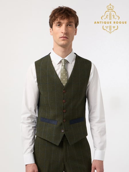 Antique Rogue Green And Blue Hooper Check Waistcoat (F42908) | € 131