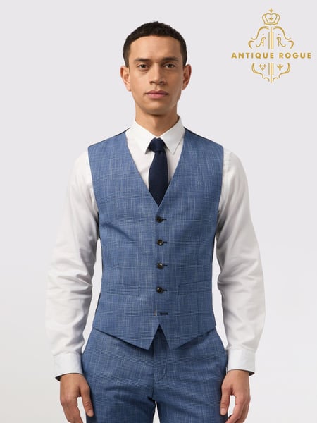 Antique Rogue Blue Check Waistcoat (F42948) | € 100
