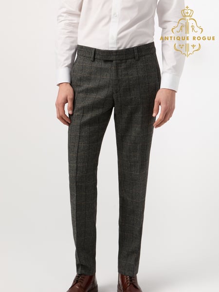 Antique Rogue Grey Emerson Herringbone Trousers (F42963) | € 131