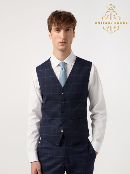 Antique Rogue Blue WP Check Waistcoat (F42965) | € 100