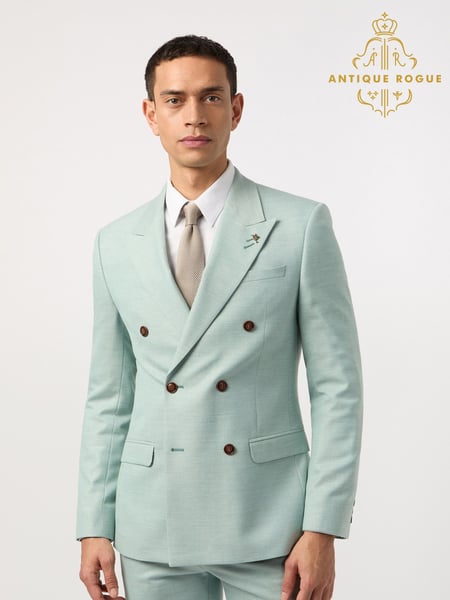 Antique Rogue Blue Slim Seafoam Texture DB Jacket (F42984) | € 195