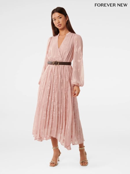 Forever New Pink Gabriella Textured Midi Dress (F43136) | € 172