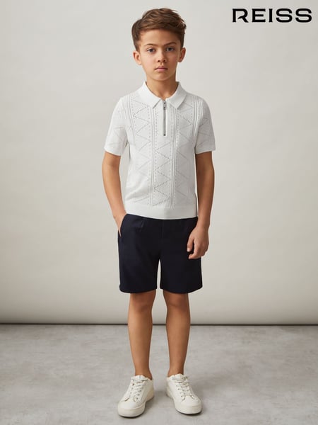 Reiss Off White Spey 3-9 yrs Half-Zip Pointelle Polo Shirt (F45327) | € 59