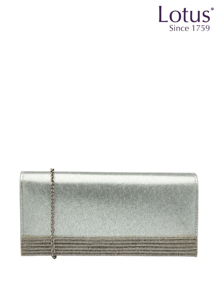 Lotus Silver Clutch Bag with Chain (F45731) | € 78