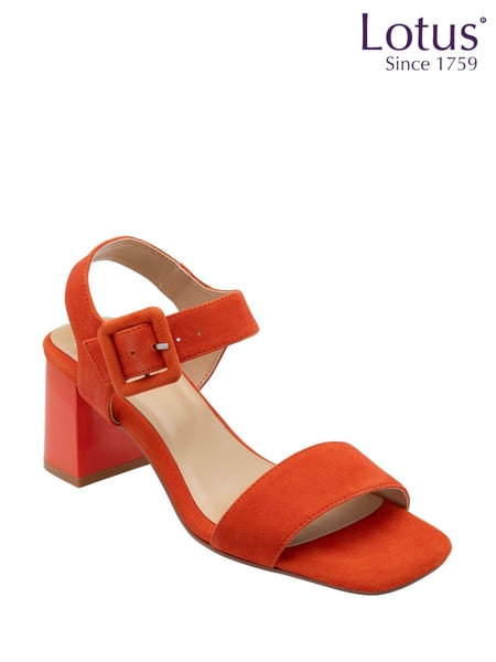 Lotus Orange Suede Heeled Sandals (F45768) | € 109