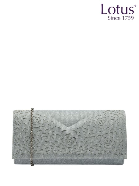 Lotus Silver Clutch Bag with Chain (F45773) | € 78
