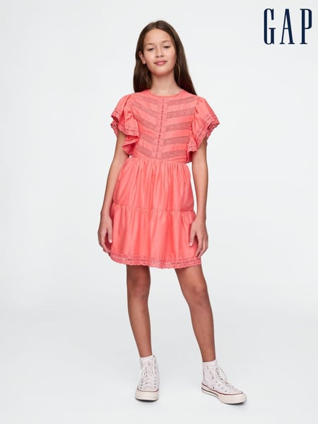 Gap Orange Cotton Lace Tiered Ruffle Dress (4-13yrs) (F45832) | € 55