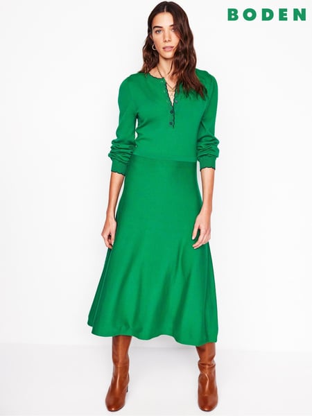 Boden Green Pru Scallop Trim Dress (F46305) | € 197