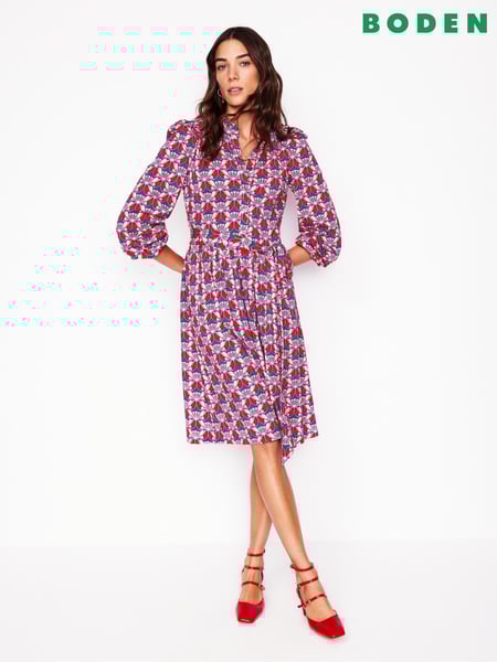 Boden Red Willow Frill Short Shirt Dress (F46319) | € 91