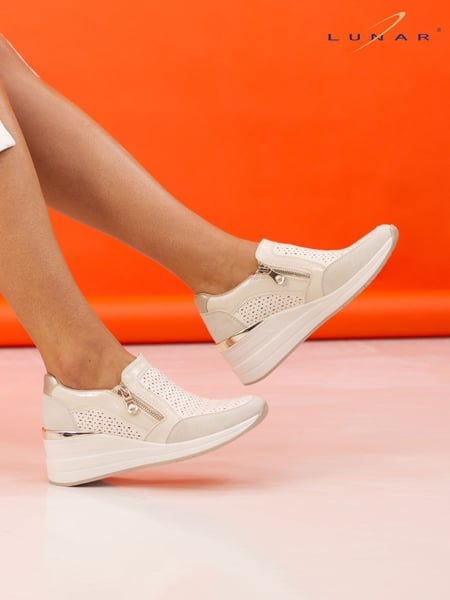 Lunar Barcelona Beige Wedge Trainers (F46560) | € 86