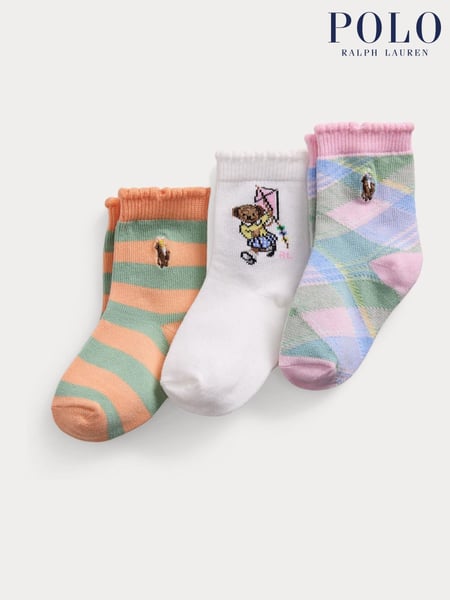 Polo Ralph Lauren Multi Baby Polo Bear Flag Stripe Tartan Socks 3 Pack (F47124) | € 19