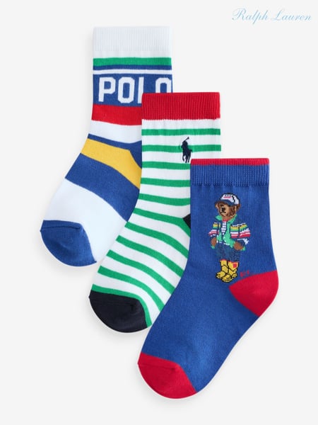 Polo Ralph Lauren Blue Boys 3-Pack Crew Ankle Socks (F47152) | € 27