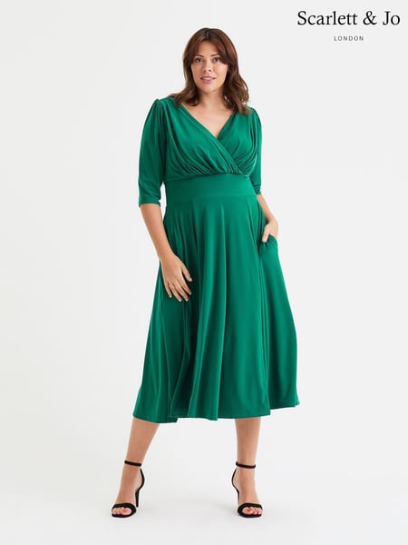 Scarlett & Jo Green Helena Solid Midi Dress (F47796) | € 140