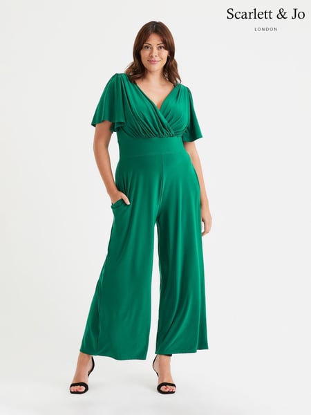 Scarlett & Jo Green Solid Wrap Lounge Jumpsuit (F47801) | € 125