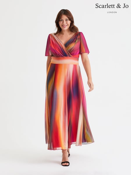 Scarlett & Jo Pink Ombre Curve Isabelle Angel Sleeve Maxi Dress (F47803) | € 148