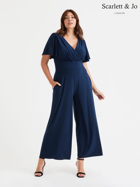 Scarlett & Jo Blue Solid Wrap Lounge Jumpsuit (F47837) | € 125