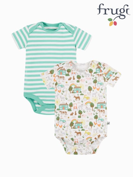 Frugi Super Special Short Sleeve 100% Cotton Bodysuits 2 Pack (F48140) | € 34