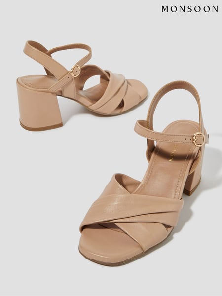 Monsoon Light Brown Rosa Twist Strap Heeled Sandals (F48369) | € 92