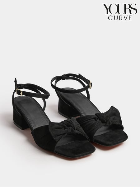 Yours Curve Black Extra Wide Fit Wide Fit Mid Block Bow Sandals (F48736) | € 61