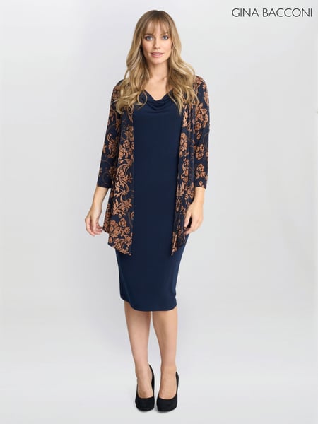 Gina Bacconi Blue Cara Mock Dress And Jacket Set (F48795) | € 234