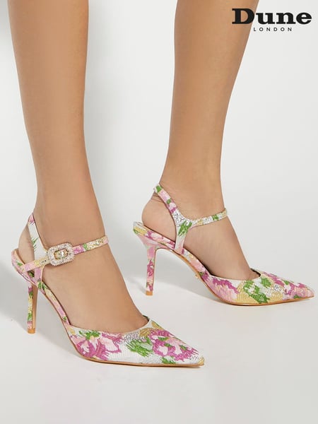 Dune London Pink/Cream Standard Fit Channel Y Back Open Court Heels (F48908) | € 140
