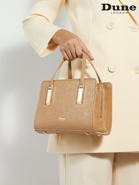 Dune London CAMEL-REPTILE Dinkydenbeigh Mini Branded Handle Tote Bag (F48909) | € 139