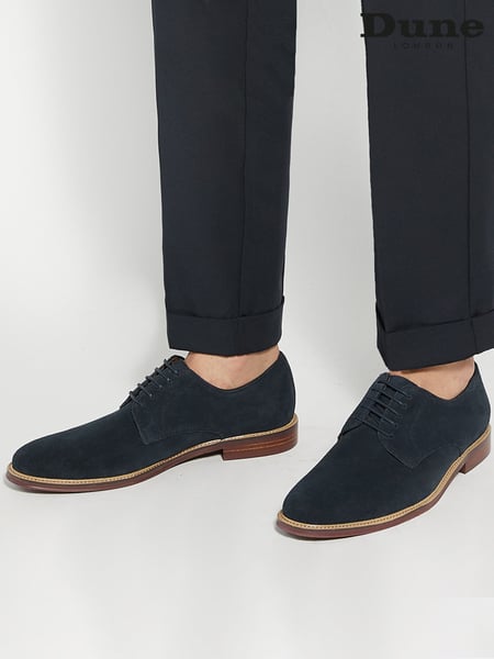 Dune London Blue Stanley Soft Leather Gibson Shoes (F48910) | € 186