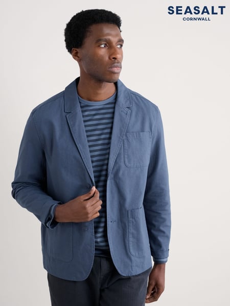 Seasalt Cornwall Blue Mens Towen 100% Cotton Blazer (F48957) | € 166