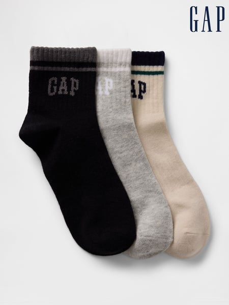 Gap Black,Grey & Beige Logo Quarter Crew Socks 3-Pack (F49309) | € 16