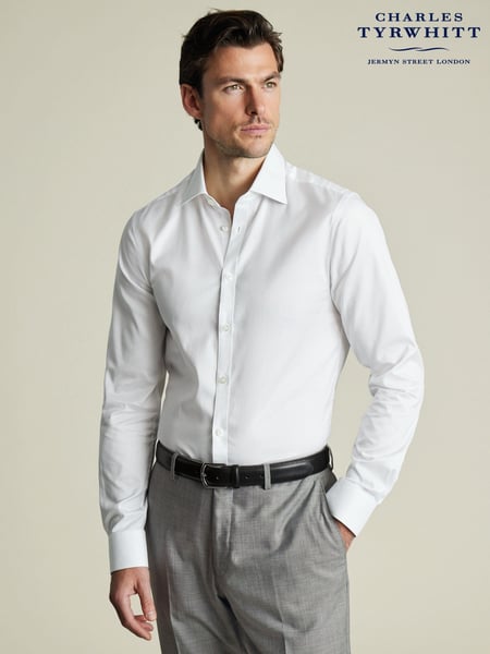 Charles Tyrwhitt White Classic Fit Egyptian 100% Cotton Stripe Shirt (F50709) | € 117
