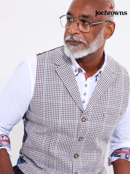 Joe Browns Blue Linen Blend Houndstooth Waistcoat (F50777) | € 100