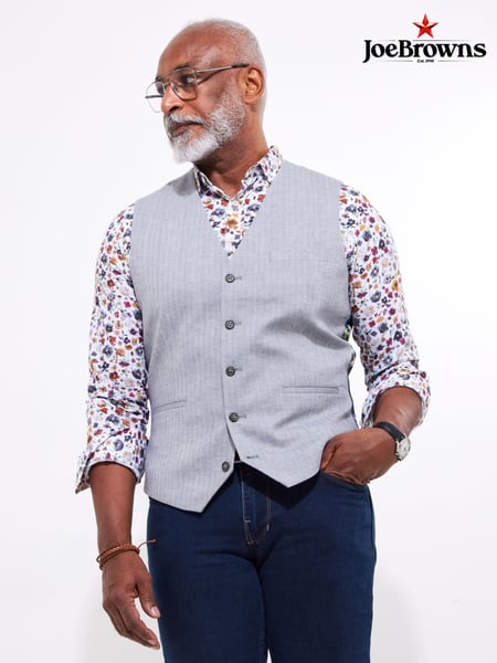 Joe Browns Grey Herringbone Linen Blend Waistcoat (F50792) | € 94