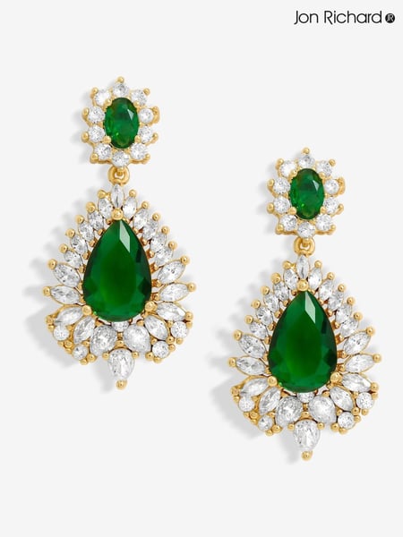 Jon Richard Gold Tone Cubic Zirconia Emerald Statement Earrings (F51373) | € 39