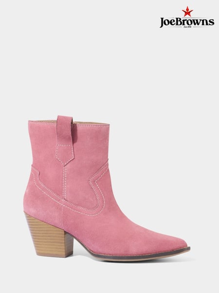 Joe Browns Pink Premium Suede Western Ankle Boots (F51712) | € 125