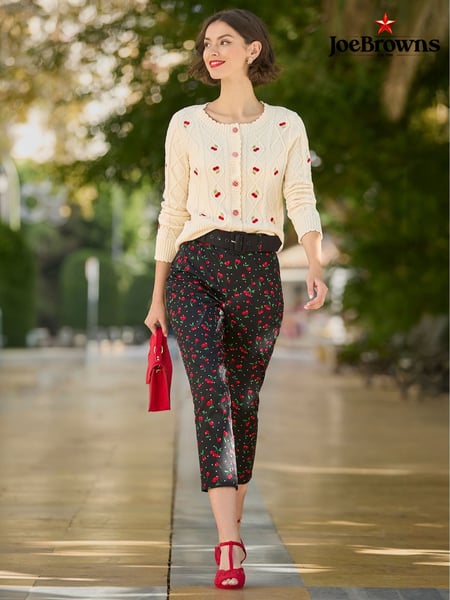 Joe Browns Black Cherry Print Capri Trousers (F51928) | € 78