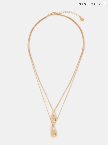 Mint Velvet Gold Tone Teardrop Layered Necklace (F52565) | € 55