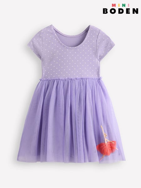 Boden Purple Ballerina Ami Appliqué Tulle Dress (F52708) | € 59 - € 68