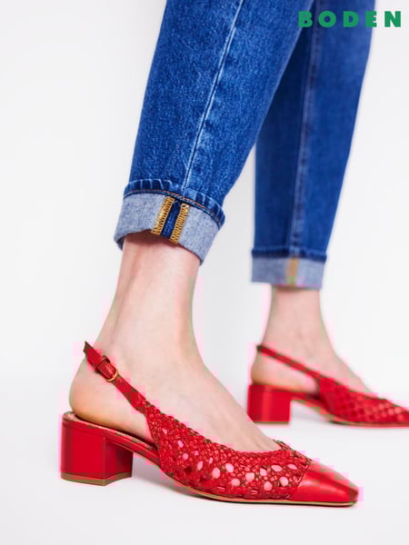 Boden Red Block Heel Slingback Shoes (F52820) | € 197
