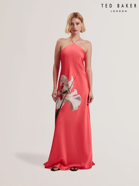 Ted Baker Orange Ajima-Halter Neck Bias Cut Maxi Dress (F53086) | € 357