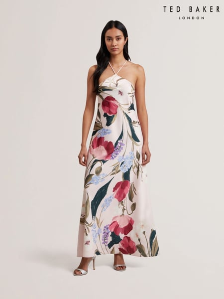 Ted Baker Pink Almaria-Halter Neck Bias Cut Maxi Dress (F53089) | € 357