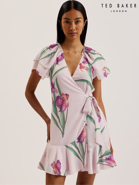 Ted Baker Pink Fasnia Angel Sleeve Wrap Mini Dress (F53096) | € 234