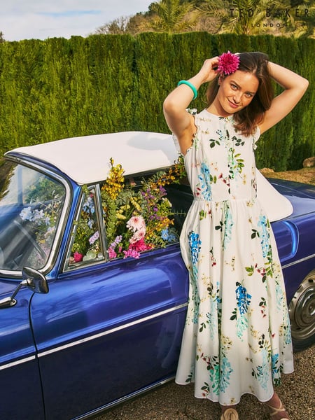 Ted Baker White Giolia Printed Sleeveless Midi Dress (F53134) | € 279
