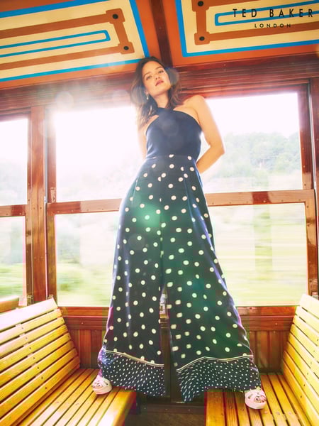 Ted Baker Blue Carmman Knit Bodice Polkadot Trouser Jumpsuit (F53155) | € 357