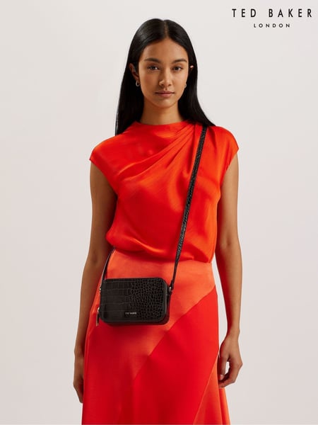 Ted Baker Black Stina-Double Zip Croc Effect Mini Camera Bag (F53217) | € 139