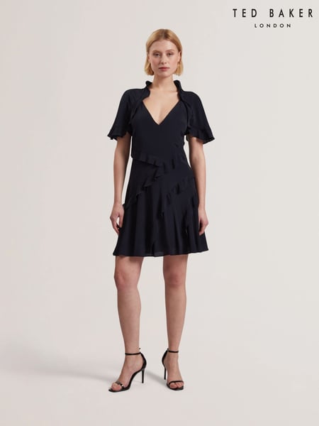 Ted Baker Blue Jojii-Frill Detail Mini Dress with Angel Sleeve (F53221) | € 248