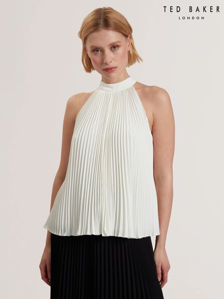 Ted Baker White Mamiia Super Pleated Sleeveless Top (F53254) | € 201